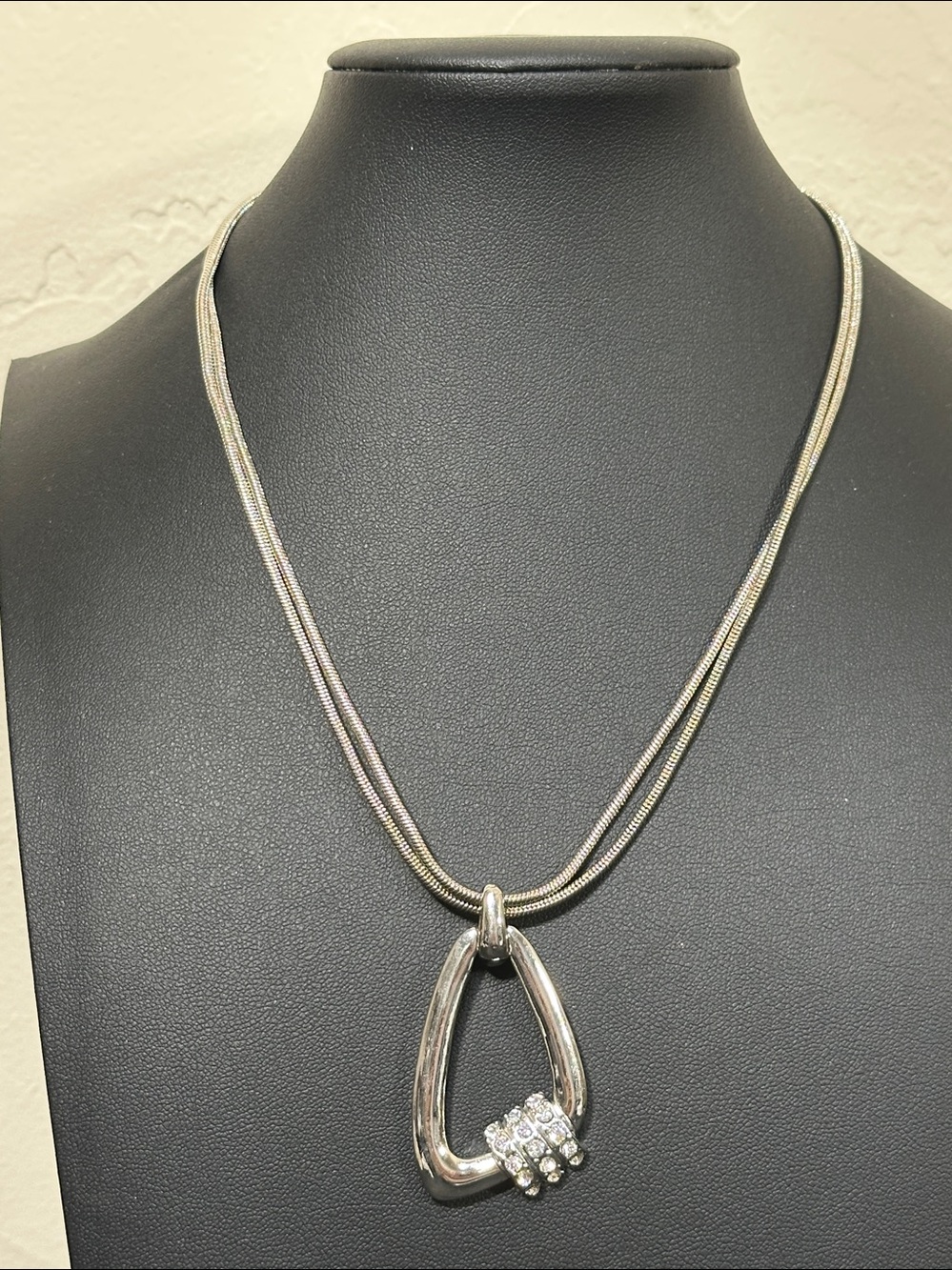 Bijoux Terner Vintage Double Silver Tone Snake Chain Necklace